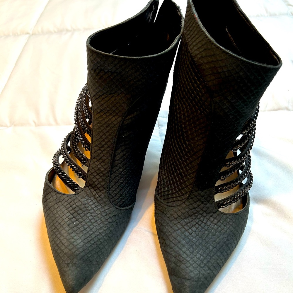 Sexy Black Leather Booties
